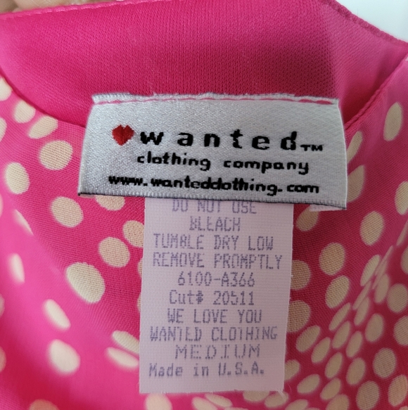 WANTED Hot Pink Polka Dot Midi Slip Dress - Vintage 90s Style Size Medium - Picture 5 of 10